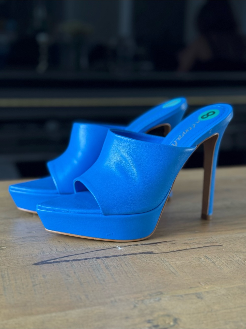 New Blue Platform High Heel Mule for Women size 8 - Picture 2 of 7